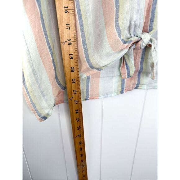 Rails Thea Biarritz Multi Stripe Top Button Down Linen Blend Size S - Picture 11 of 12